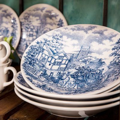 Pratos Fundos com Estampa Cena inglesa 21,5cm 6 Unidades - Biona 026836
