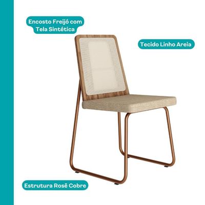 Conjunto Sala De Jantar 4 Cadeiras Domani Rosê Carraro