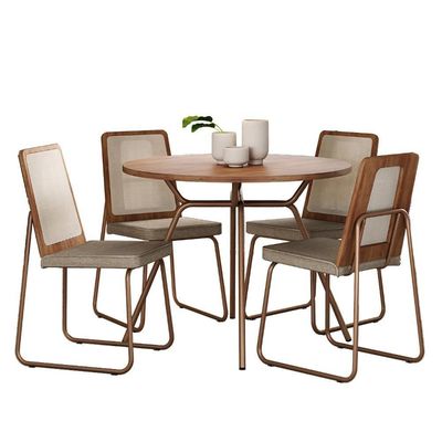 Conjunto Sala De Jantar 4 Cadeiras Domani Rosê Carraro