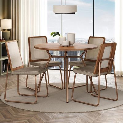Conjunto Sala De Jantar 4 Cadeiras Domani Rosê Carraro