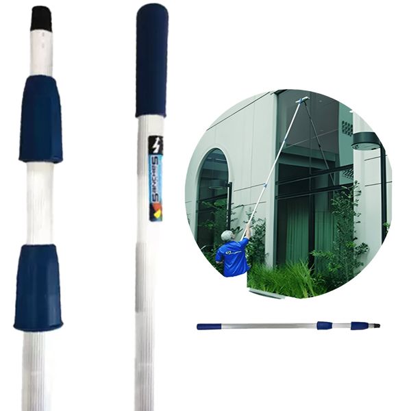 Cabo de Alumínio Extensão Telescópica 9 Metros 3 Estágios - Para Limpeza Em Torres / Condomínios Janelas Altas Vidraças Cabo de Alumínio Extensão Telescópica 9 Metros 3 Estágios - Para Limpeza Em Torres / Condomínios Janelas Altas Vidraças