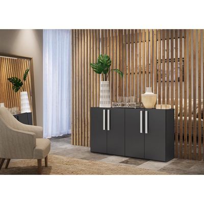 Aparador Buffet 4 Portas Viena Preto/branco