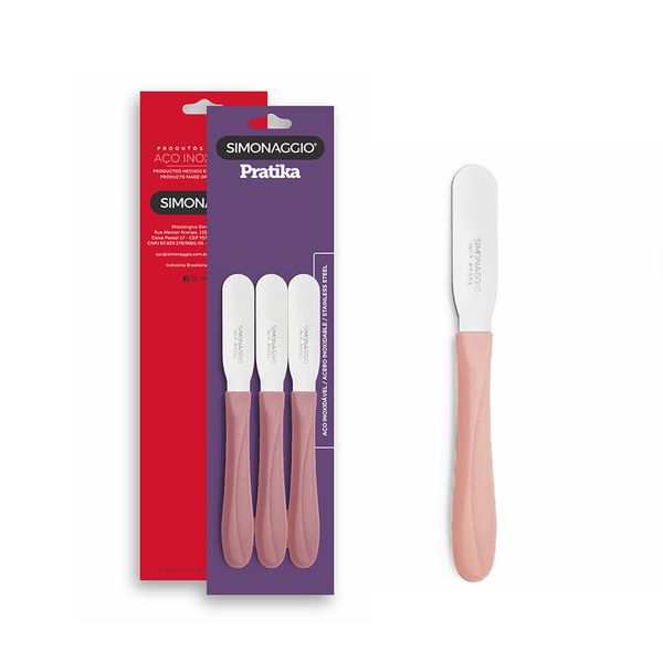 Espatula para Manteiga e Pate Inox Cabo Rosa 3un Espatula para Manteiga e Pate Inox Cabo Rosa 3un