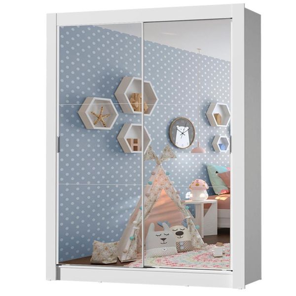 Guarda Roupa Infantil Enzo 2 Portas de Correr Espelho Madesa