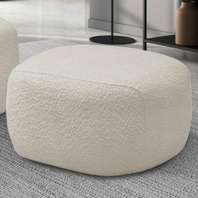 Puff Decorativo Orgânico Para Sala de Estar Living Barolo L06 Bouclê Branco - Lyam Decor