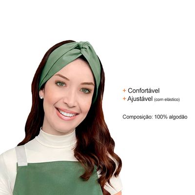 Avental de Cintura e Faixa Verde Mate Chef Cozinha Cafeteria