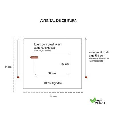 Avental Verde Cintura Algodao Cafeteria Bar Vegano 2un