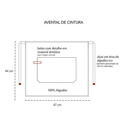 Avental de Cintura Verde Cha Algodao Cafeteria Vegano Bar 1un