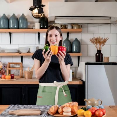 Avental de Cintura Verde Cha Algodao Cafeteria Vegano Bar 1un