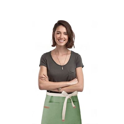 Avental Verde Cintura Algodao Restaurante Bar Vegano 2un