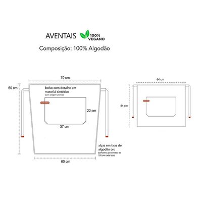 Avental Verde Cintura Algodao Restaurante Bar Vegano 2un