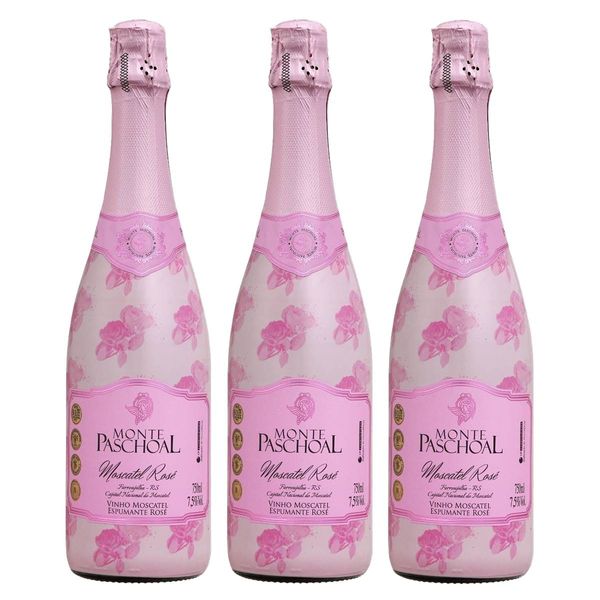 Kit 03 Unidades Espumante Monte Paschoal Moscatel Rosé 750ml Kit 03 Unidades Espumante Monte Paschoal Moscatel Rosé 750ml