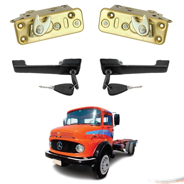 Kit Fechaduras + Maçanetas Caminhão Mb 1113 1313 1513 2213