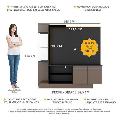 "Estante Tv 55"" Com Espelho Denver Multimóveis V3148"