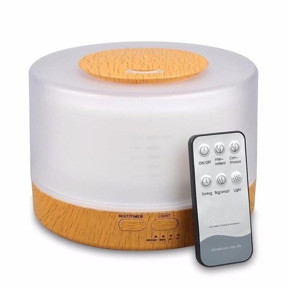Difusor Aromatizador 500ml Com Controle Remoto Led 7 Cores Luminária Aromaterapia