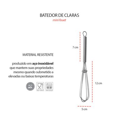 Batedor de Ovos Claras Mini Fouet Inox Fue Cafeteria Bistro