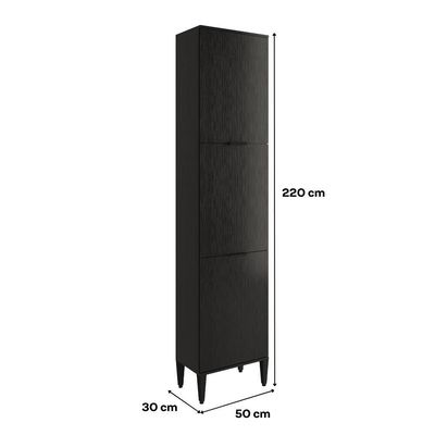 Paneleiro Miami 3 Portas 5 Prateleiras Carraro Preto Touch