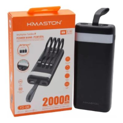 Carregador Power Bank Com Luz Led Turbo 20.000mah YD-06 H´maston Preto