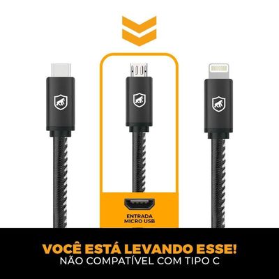 Kit Carregador Turbo Triplo e Cabo Turbo Militar Micro USB V8 - Gshield