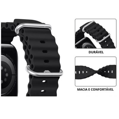 Relógio Digital Smartwatch Watch 9 Ultra 49mm Pulseira Oceano Preto
