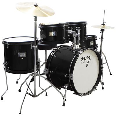 Bateria Acústica Infantil Junior 2T Preta com Banco New York