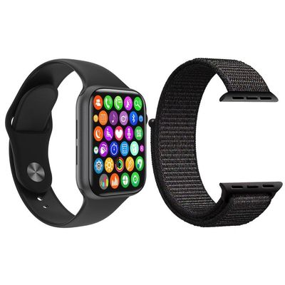 Kit 1 Smartwatch W34 S Preto + 1 Pulseira Extra Nylon Preto