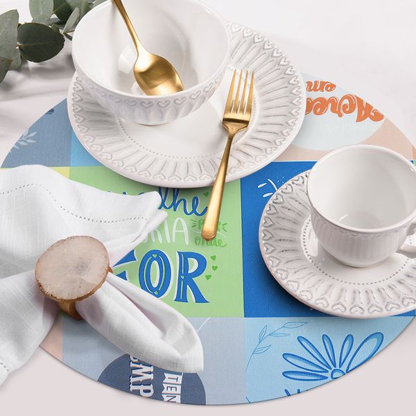 4 Jogo Americano Redondo Gratidão Impermeável Pvc 4 Jogo Americano Redondo Gratidão Impermeável Pvc