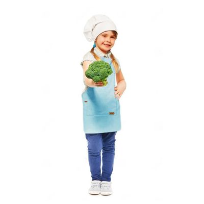 Avental Infantil Azul Claro Criança Algodao Chef Kids Artes