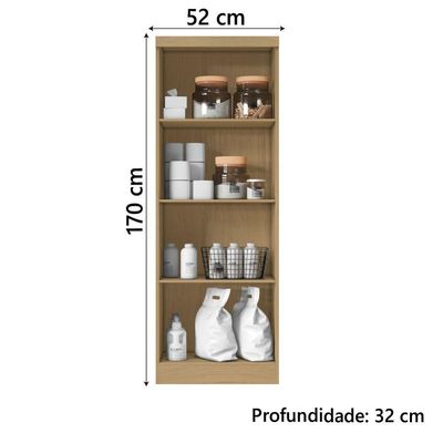 Armário Multiuso Organizador Lavanderia 2 Portas 3 Prateleiras 1,70m New Aramóveis Atacama