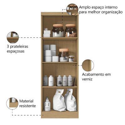 Armário Multiuso Organizador Lavanderia 2 Portas 3 Prateleiras 1,70m New Aramóveis Atacama