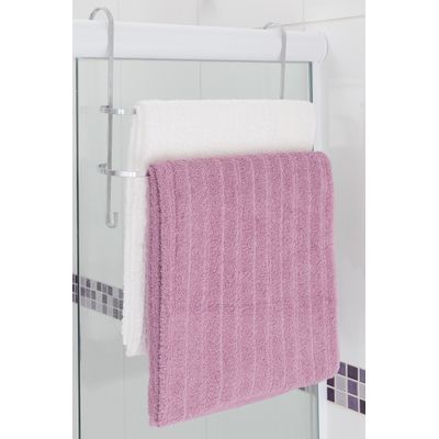 Porta Toalha Duplo com 02 Ganchos Toalheiro Cromado Suporte para Box Sem Furo - Kit com 2 unidades
