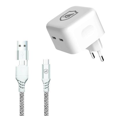 Carregador Turbo Duplo Tipo C + 2UN Cabo Thunder 65W 2 em 1 Tipo C - 1,8M - Gshield