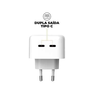 Carregador Turbo Duplo Tipo C + 2UN Cabo Thunder 65W 2 em 1 Tipo C - 1,8M - Gshield