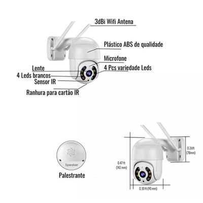 Câmera IP Wifi Inteligente Externa Prova D'água Infravermelho HD 1080P Branca