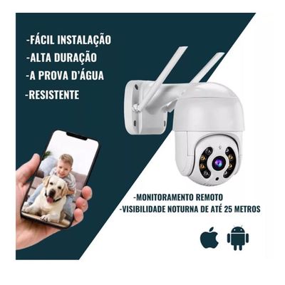 Câmera IP Wifi Inteligente Externa Prova D'água Infravermelho HD 1080P Branca