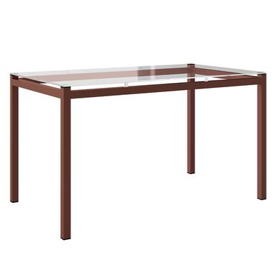 Mesa de Jantar Retangular Alexa com Tampo de Vidro de 140X80cm com 4 Cadeiras de Jantar Revestimento em Courino Fabone Incolor