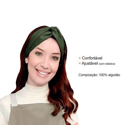 Faixa de Cabelo Bandana Verde Escuro Chef Cozinha Bistro Bar