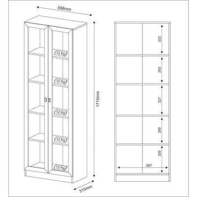 Armário Estante Com 2 Portas De Vidro Cr25069 Branco