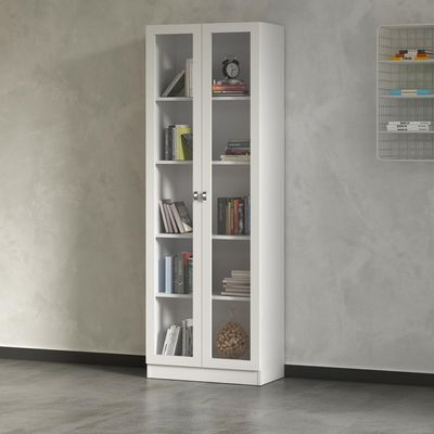 Armário Estante Com 2 Portas De Vidro Cr25069 Branco