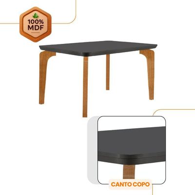 Conjunto Mesa Liz 120cm Mdf 4 Cadeiras Athenas Moderna Veludo Grafite E Imbuia