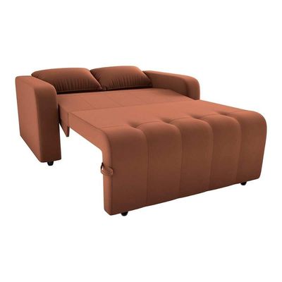 Sofá Cama Compacto 2 Lugares 1,38 Larg Amora New Matrix Veludo Ferrugem