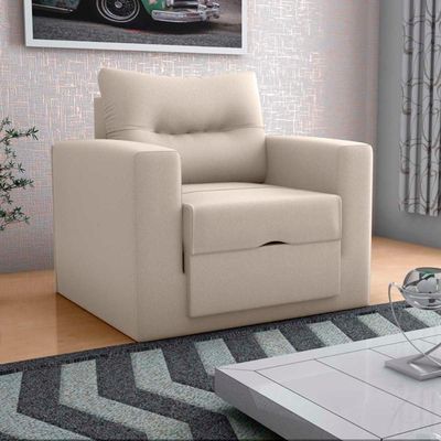 Sofa Cama Poltrona 1 Lugar Solteiro 0,90 Larg Marissol Matrix Suede Bege