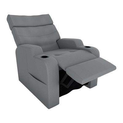 Poltrona Do Papai Reclinável Premium Com Porta Copos E Porta Controle Toro Matrix Veludo Cinza