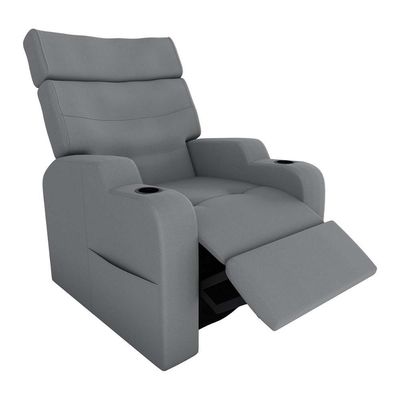 Poltrona Do Papai Reclinável Premium Com Porta Copos E Porta Controle Toro Matrix Veludo Cinza
