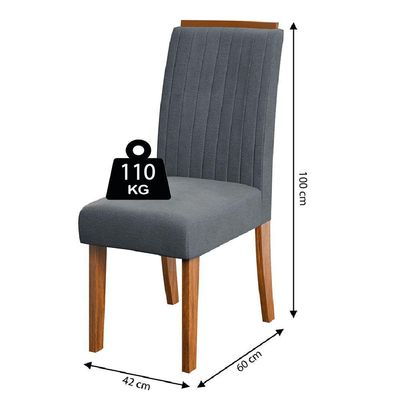 Conjunto Mesa de Jantar 4 Cadeiras Grécia com Tampo de Vidro 1,36m - Dobuê - Madeirado/Grafite