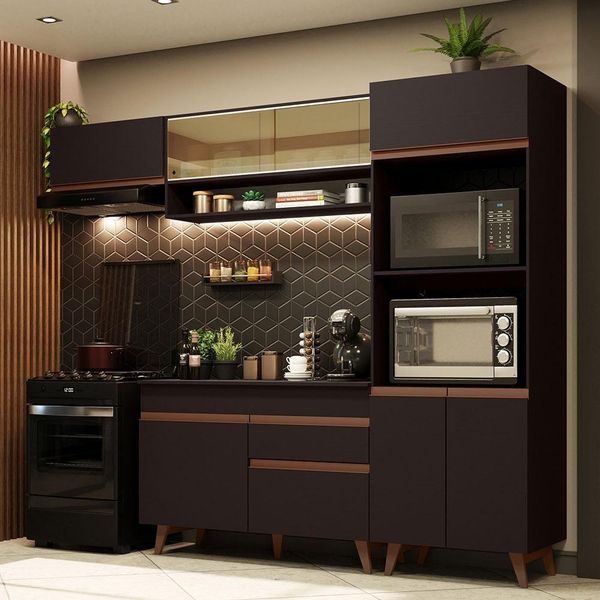 Cozinha Completa 260007 Com Armário E Balcão Preto Preto