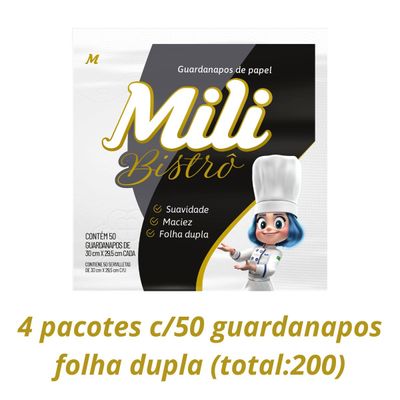 Guardanapo Folha Dupla 30x29,5cm  4 Pacotes c/ 50un (Total 200 guardanapos) Mili Bistrô