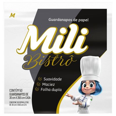 Guardanapo Mili Bistrô Folha Dupla 30x29,5cm-  2 Pacotes  c/ 50un *