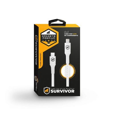 Cabo Survivor para Lightning/Tipo C - 1,5m - Branco -Gshield