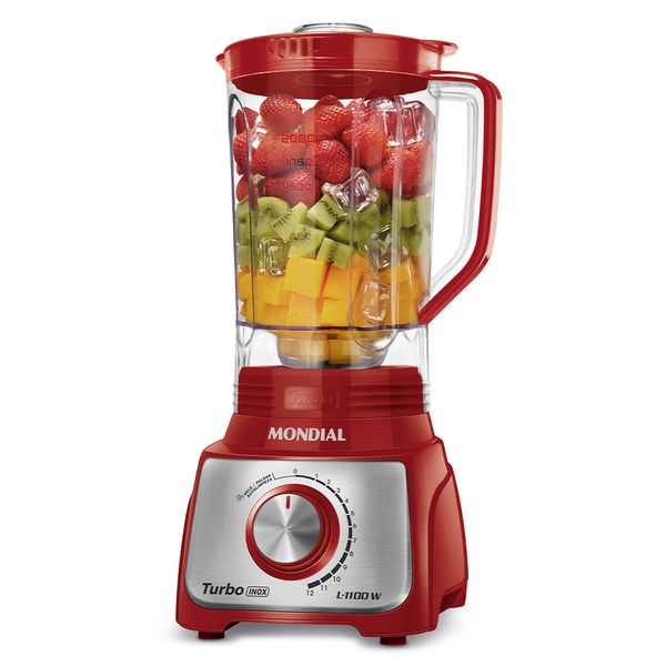 Liquidificador Turbo Mondial Vermelho e Inox 1100W L-1100 RI 110 Liquidificador Turbo Mondial Vermelho e Inox 1100W L-1100 RI 110